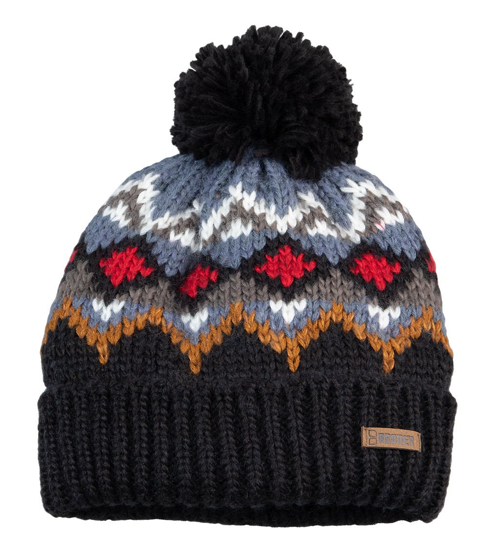Iron Mountain Black Multi Jacquard Knit Cuff Cap, Osfm - Explore Winter Clearance